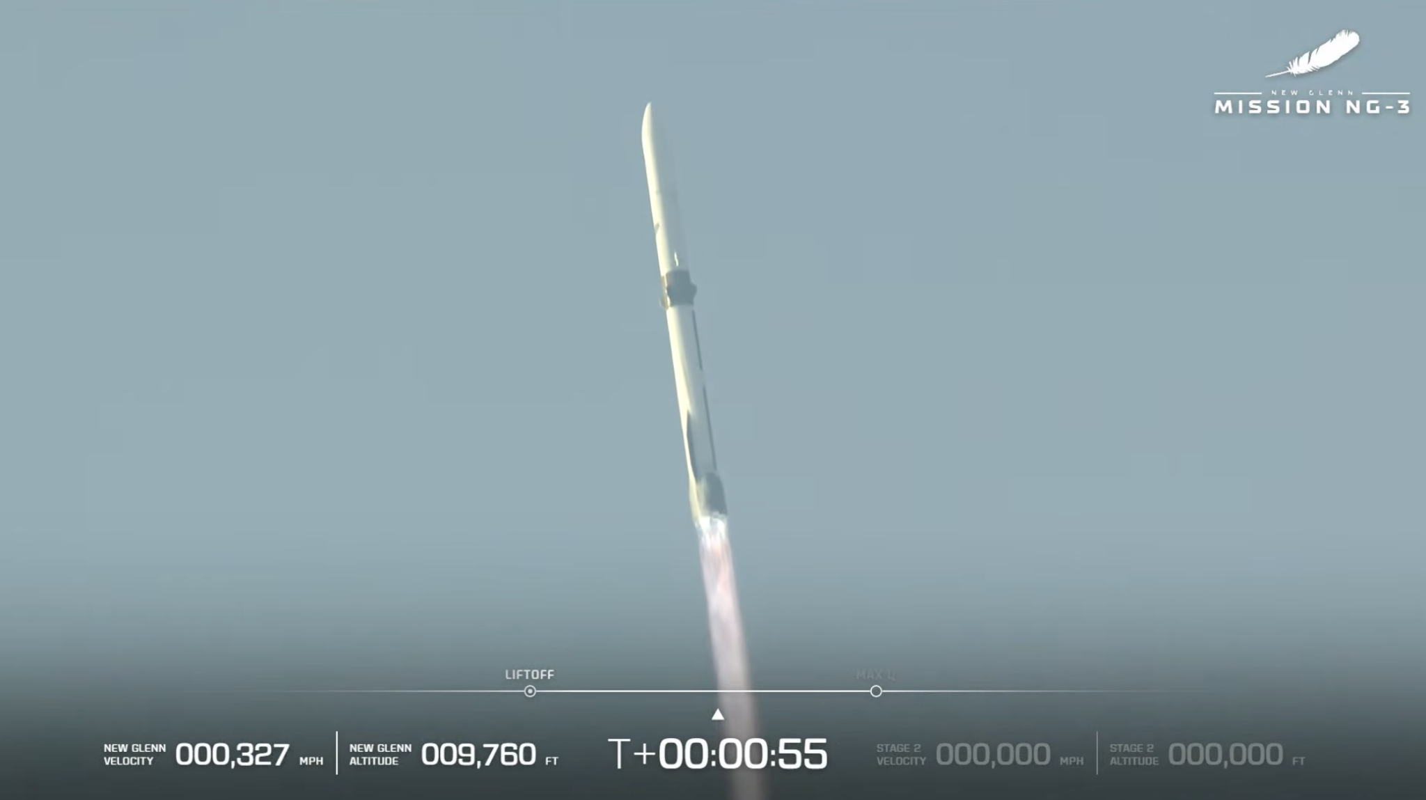 Capture d'écran du live de blue Origin