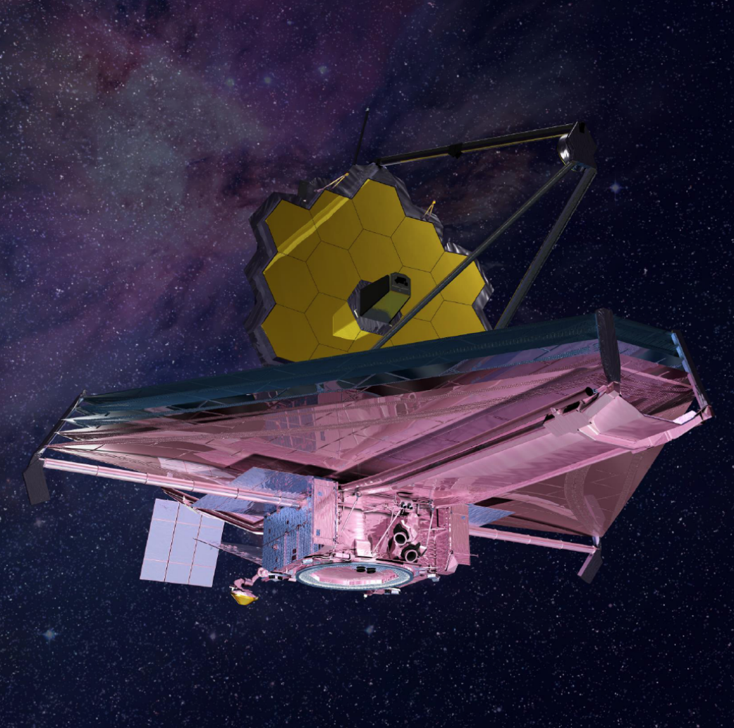 Vue d'artiste télescope spatial James Webb NASA déployé espace infrarouge