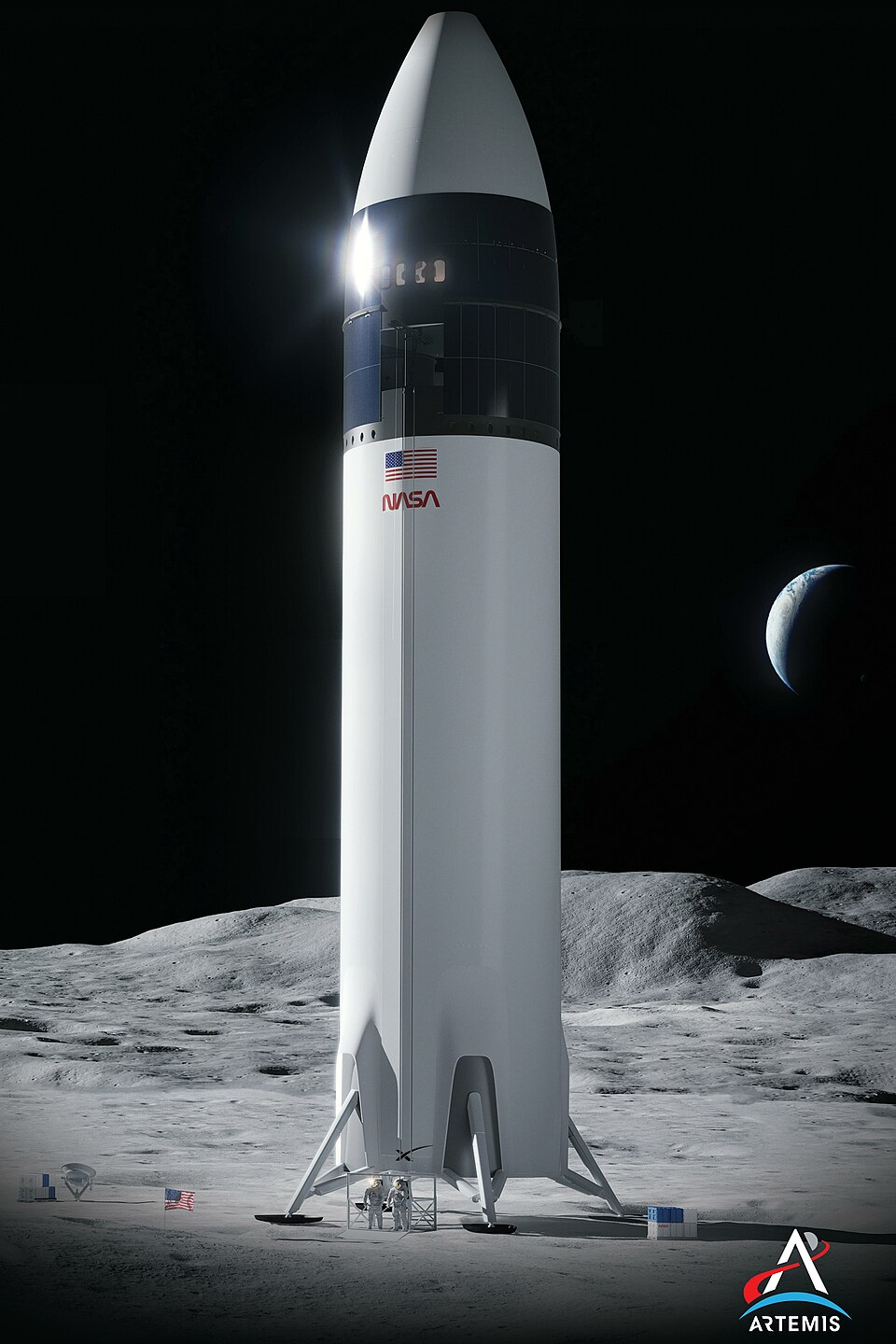 Artemis III Starship HLS atterrisseur lunaire SpaceX pôle Sud Lune NASA 2027 retard